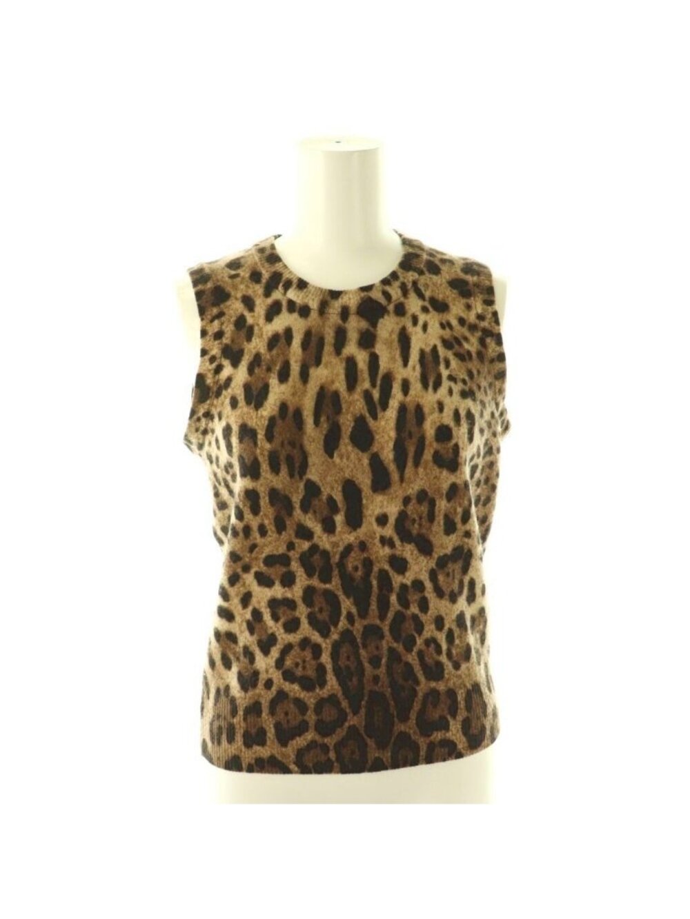 Dolce & Gabbana Vest Leopard Print Wool Cashmere Blend 38 Brown DF